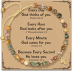 Natural Stone & Cross Bracelet with Bible Card Series