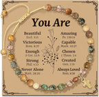 Natural Stone & Cross Bracelet with Bible Card Series