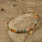 Natural Stone & Cross Bracelet with Bible Card Series