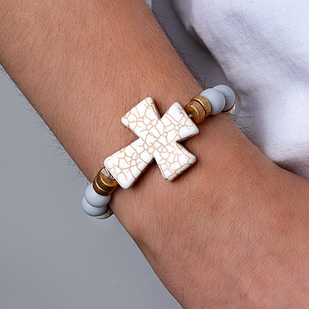 Multi-Style Textured Cross Bracelet