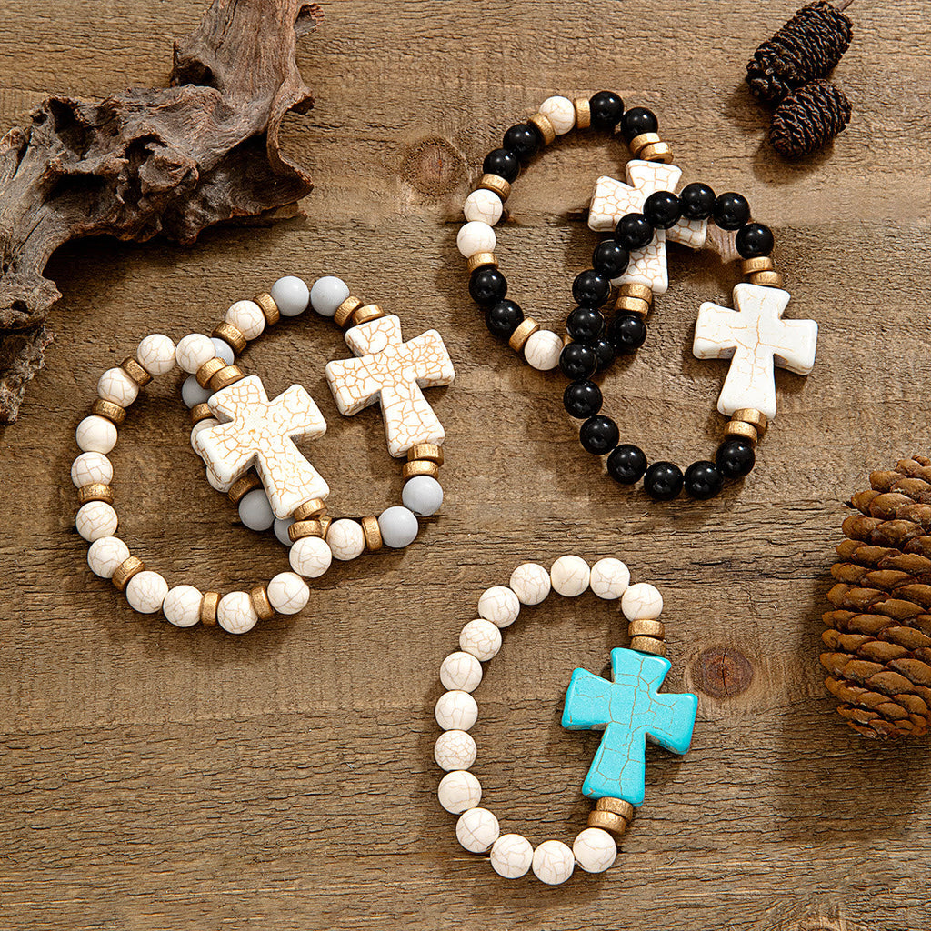 Multi-Style Textured Cross Bracelet