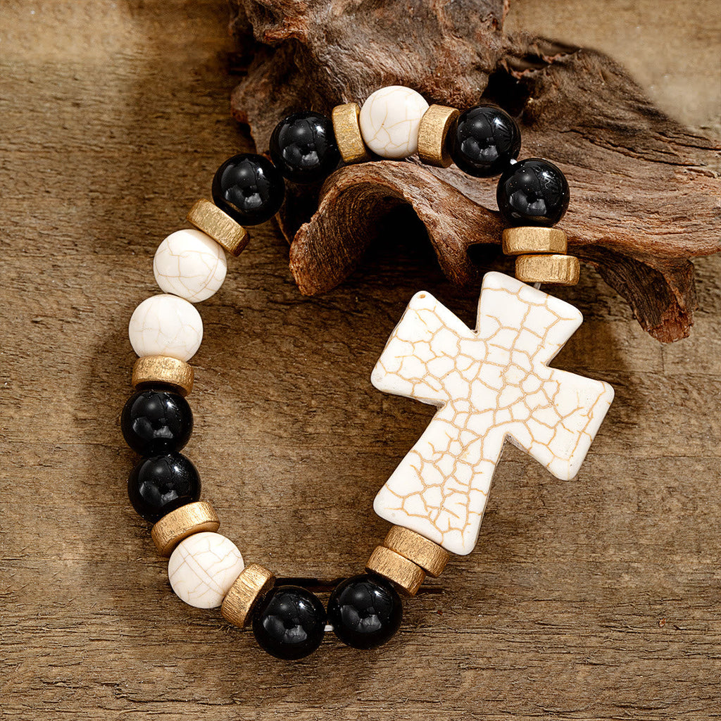 Multi-Style Textured Cross Bracelet