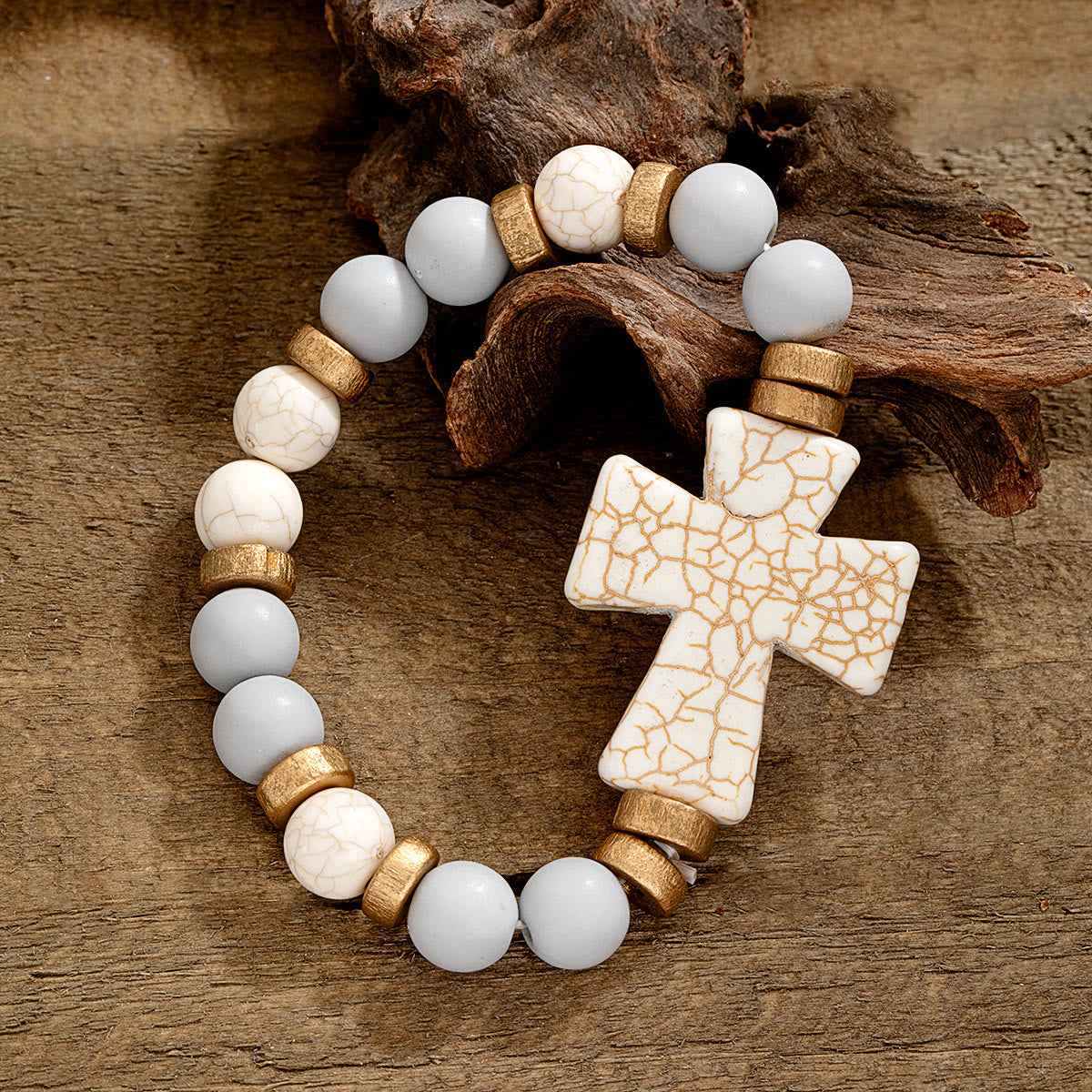 Multi-Style Textured Cross Bracelet