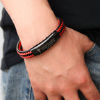 Joshua 1:9 Woven Leather Cross Bracelet
