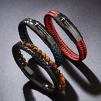 Joshua 1:9 Woven Leather Cross Bracelet