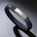 Joshua 1:9 Woven Leather Cross Bracelet