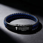 Joshua 1:9 Woven Leather Cross Bracelet