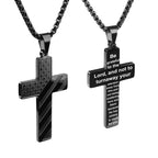 Tri-Color Cross Necklace with American Flag & Scripture