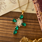 Luminous Our Lady Cross with Zircon Necklace