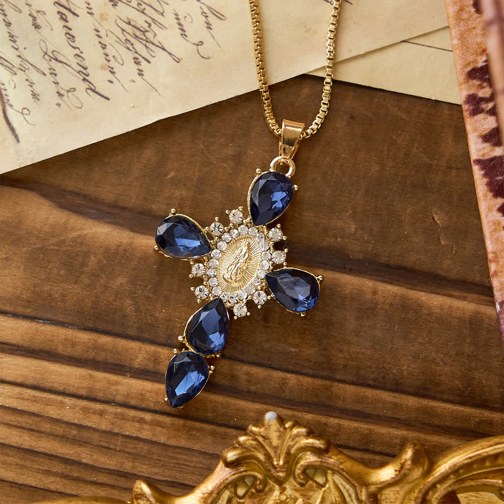 Luminous Our Lady Cross with Zircon Necklace