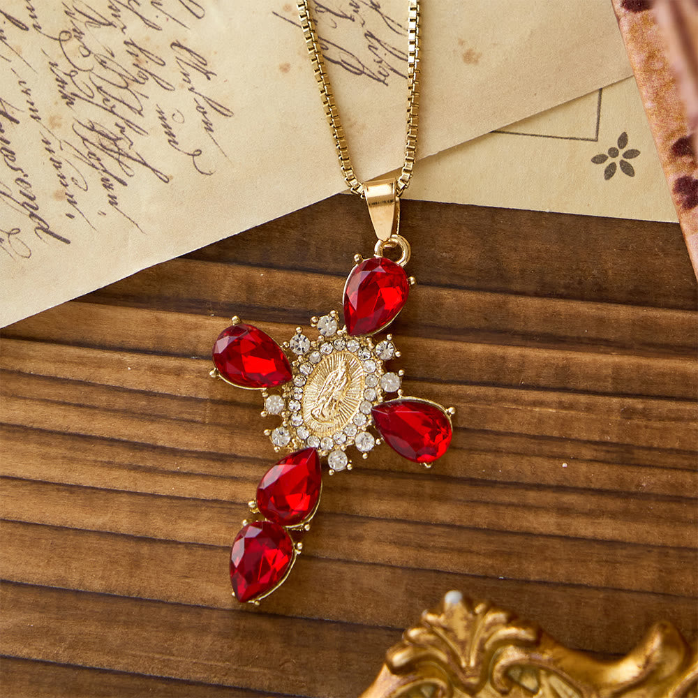 Luminous Our Lady Cross with Zircon Necklace