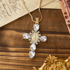 Luminous Our Lady Cross with Zircon Necklace
