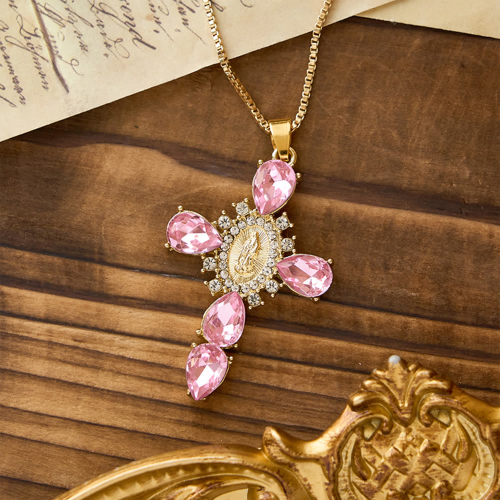 Luminous Our Lady Cross with Zircon Necklace