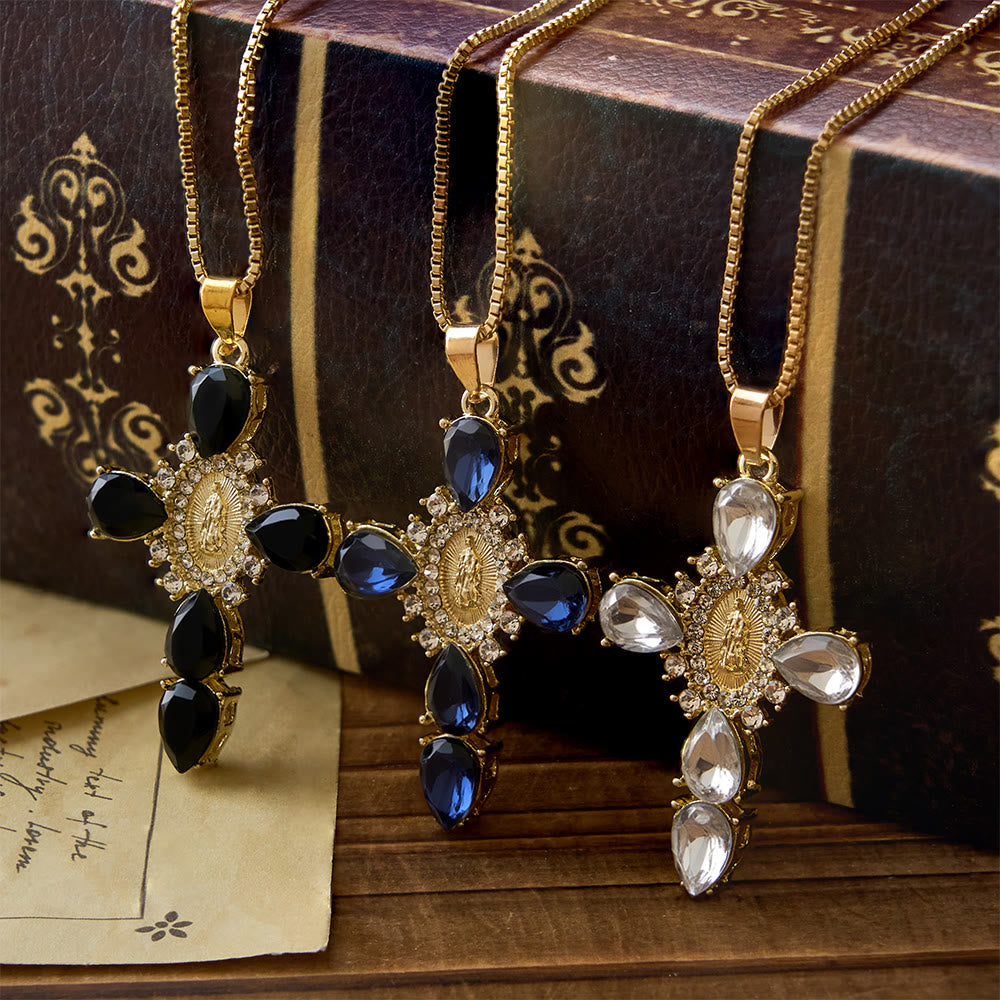 Luminous Our Lady Cross with Zircon Necklace