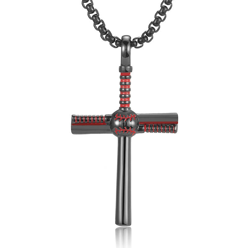 Baseball Motif Cross Pendant
