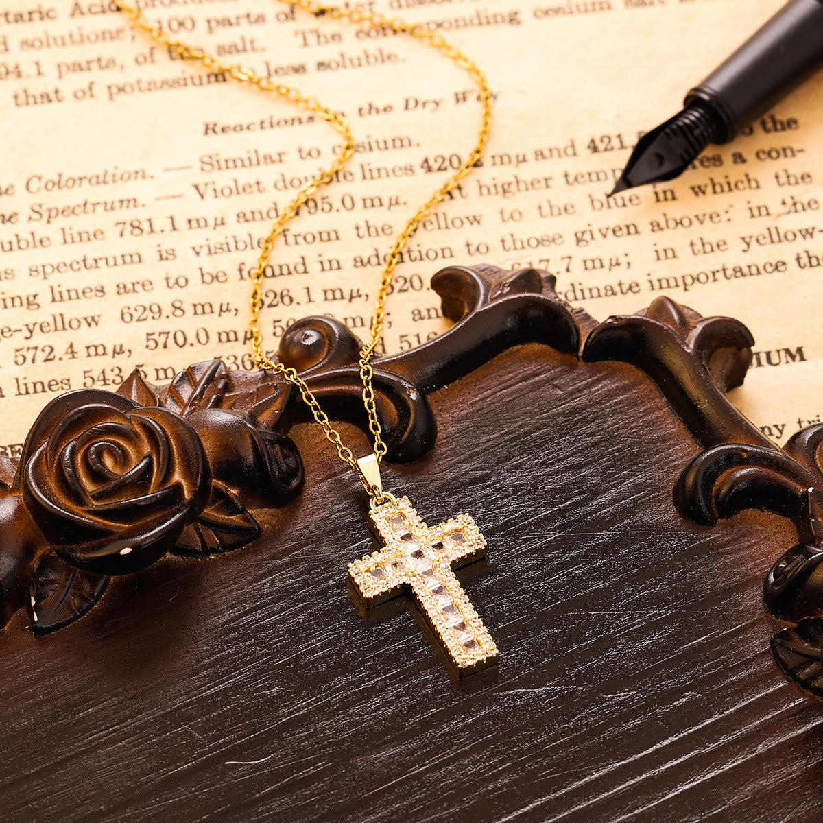 Sparkling Zircon Cross Pendant Necklace