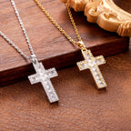 Sparkling Zircon Cross Pendant Necklace