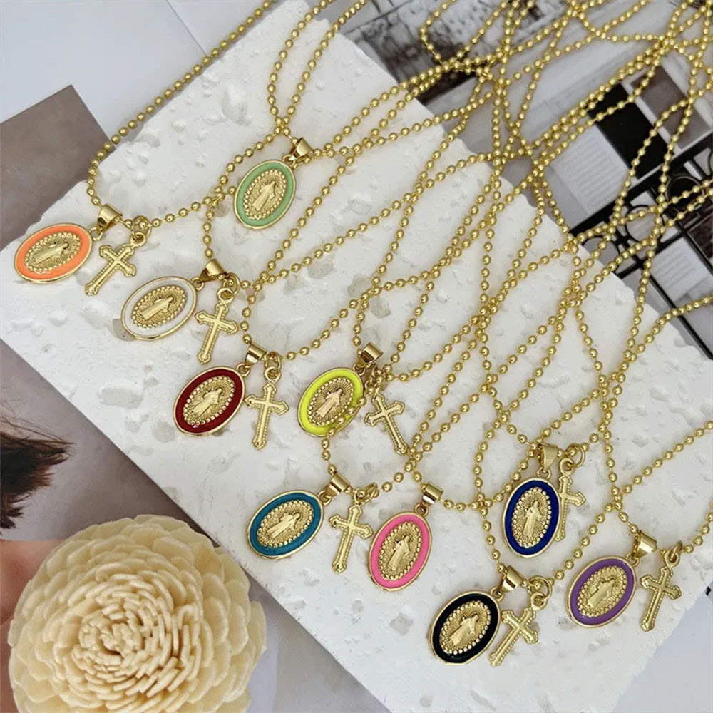 Dual-Faith Our Lady & Cross Necklace