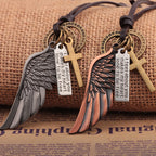 Vintage Angel Wing & Cross Necklace