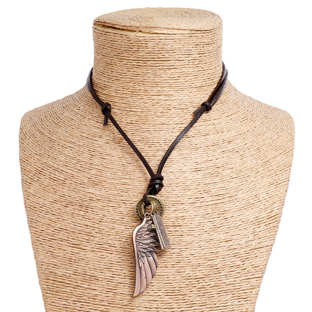 Vintage Angel Wing & Cross Necklace