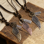 Vintage Angel Wing & Cross Necklace