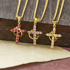 Faith-Symbol Cross Necklace with Monthly Birthstone Accents
