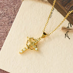 Faith-Symbol Cross Necklace with Monthly Birthstone Accents
