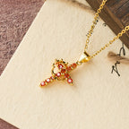 Faith-Symbol Cross Necklace with Monthly Birthstone Accents