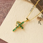 Faith-Symbol Cross Necklace with Monthly Birthstone Accents