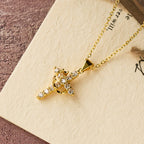 Faith-Symbol Cross Necklace with Monthly Birthstone Accents