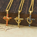 Faith-Symbol Cross Necklace with Monthly Birthstone Accents