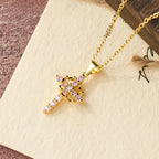 Faith-Symbol Cross Necklace with Monthly Birthstone Accents