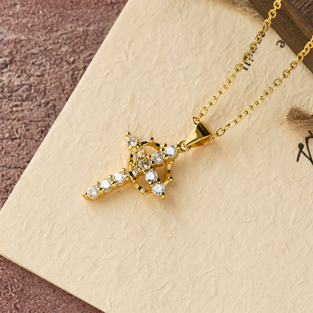 Faith-Symbol Cross Necklace with Monthly Birthstone Accents