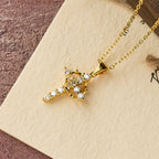 Faith-Symbol Cross Necklace with Monthly Birthstone Accents