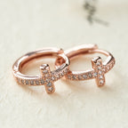 Elegant Dual-Color Cross Huggie Hoops