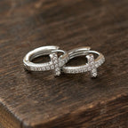 Elegant Dual-Color Cross Huggie Hoops