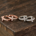 Elegant Dual-Color Cross Huggie Hoops