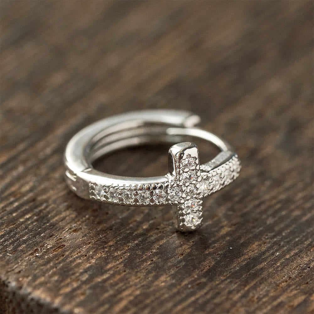 Elegant Dual-Color Cross Huggie Hoops