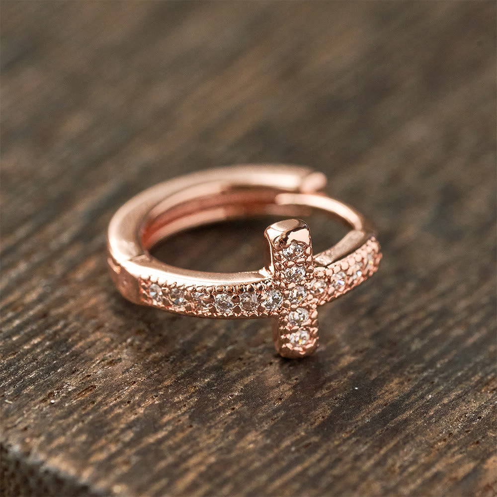 Elegant Dual-Color Cross Huggie Hoops