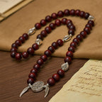 Miraculous Medal & Angel Wing Blood SandalWood Bead Bracelet