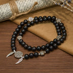 Miraculous Medal & Angel Wing Blood SandalWood Bead Bracelet