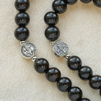 Miraculous Medal & Angel Wing Blood SandalWood Bead Bracelet