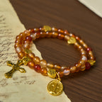 Warm Caramel Rosary Bracelet with JESUS Accent & Our Lady Faith