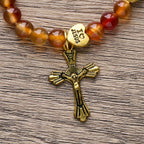 Warm Caramel Rosary Bracelet with JESUS Accent & Our Lady Faith