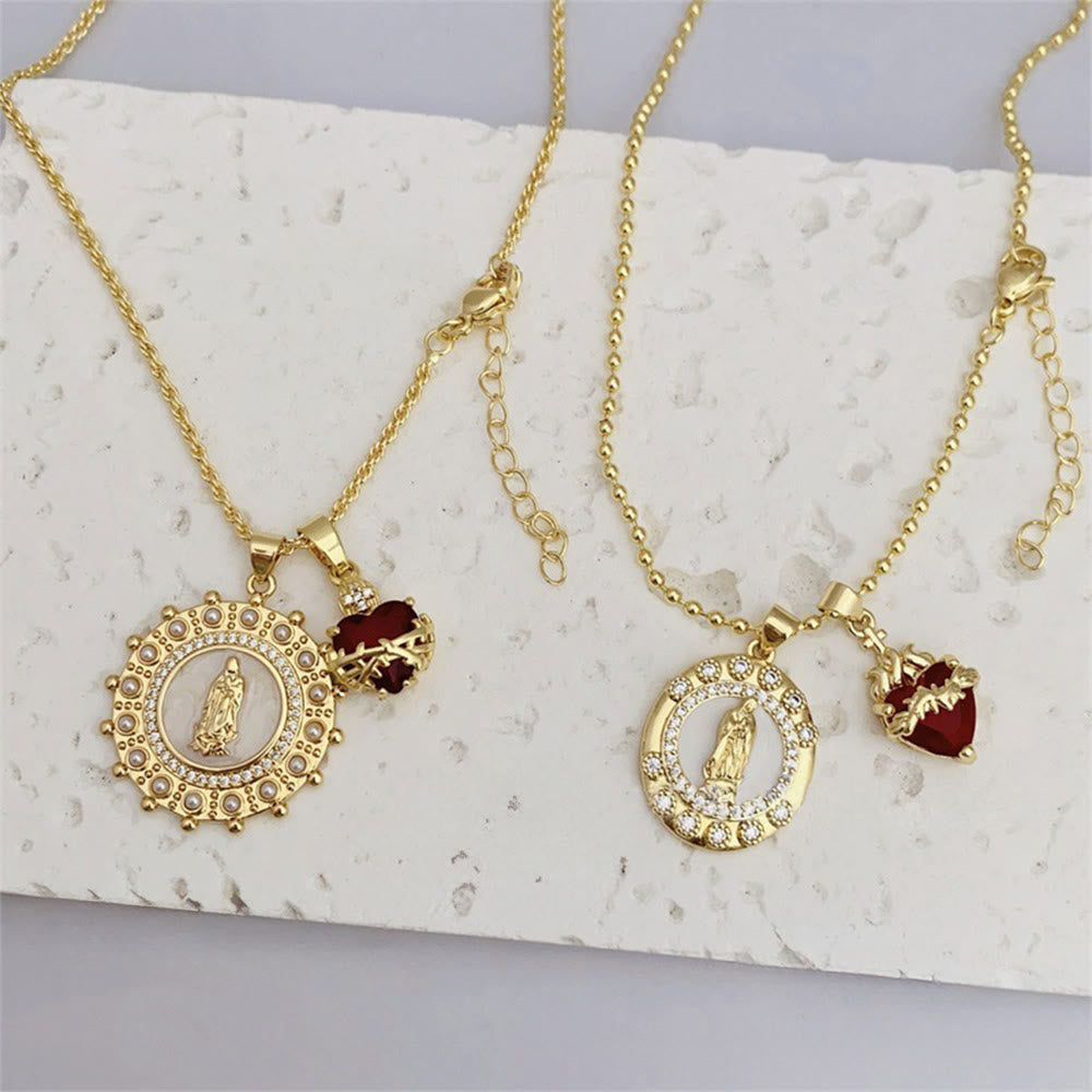 Our Lady & Sacred Heart Necklace in 6 Styles