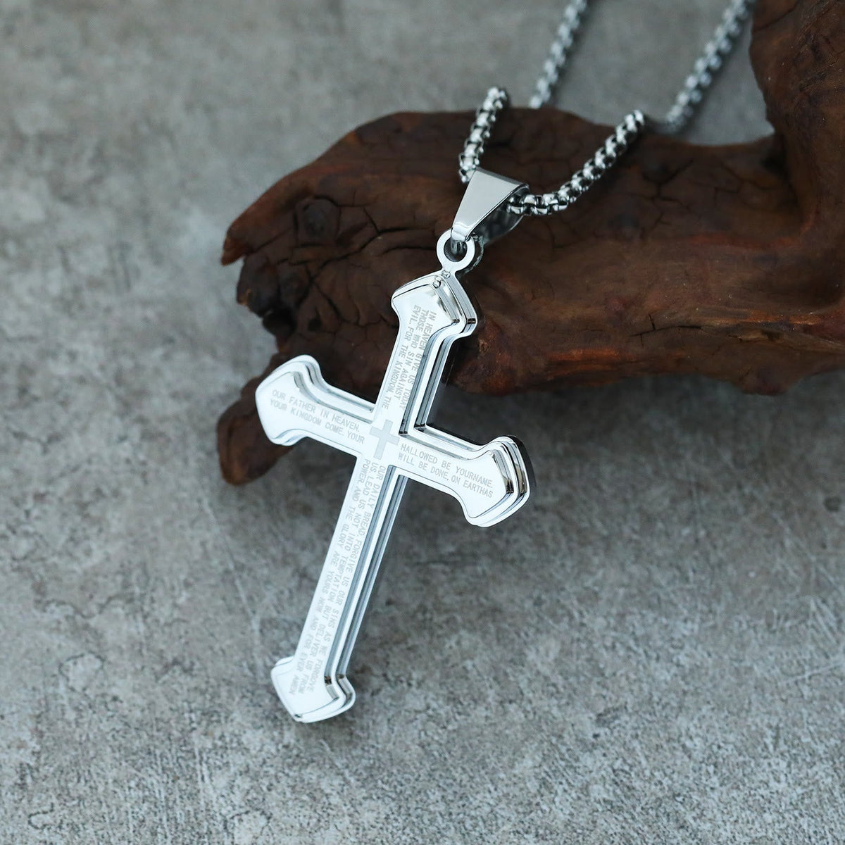 4-Colored Multi-Layered Scripture Cross Necklace