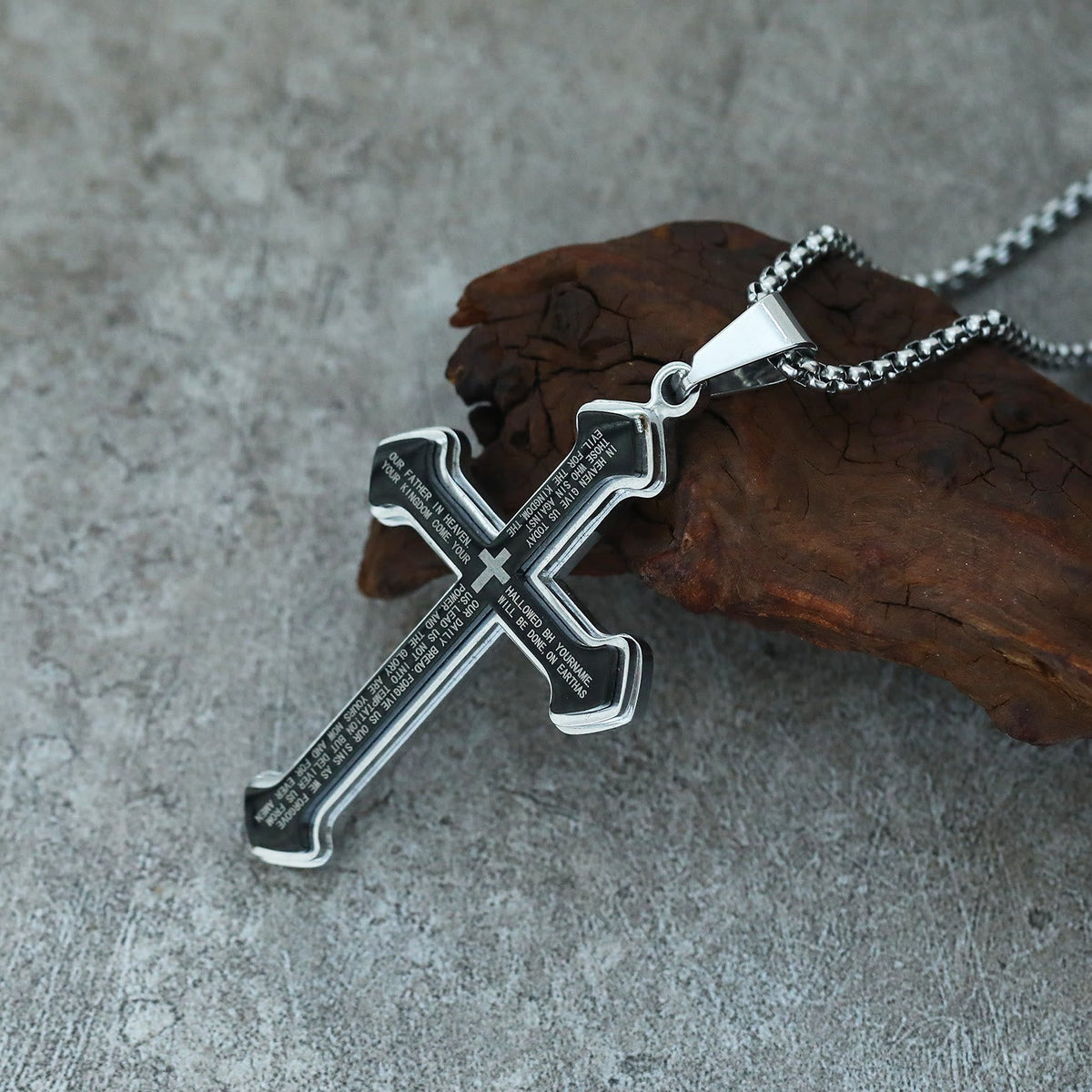 4-Colored Multi-Layered Scripture Cross Necklace
