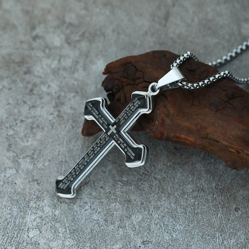 4-Colored Multi-Layered Scripture Cross Necklace