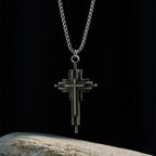 Structured Alloy Cross Necklace