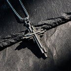 Structured Alloy Cross Necklace